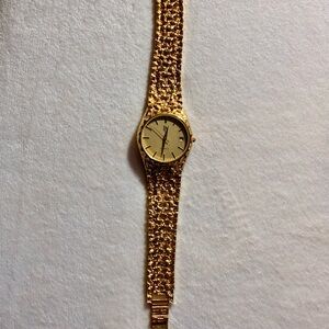 Gold Tone Textured Bracelet Watch